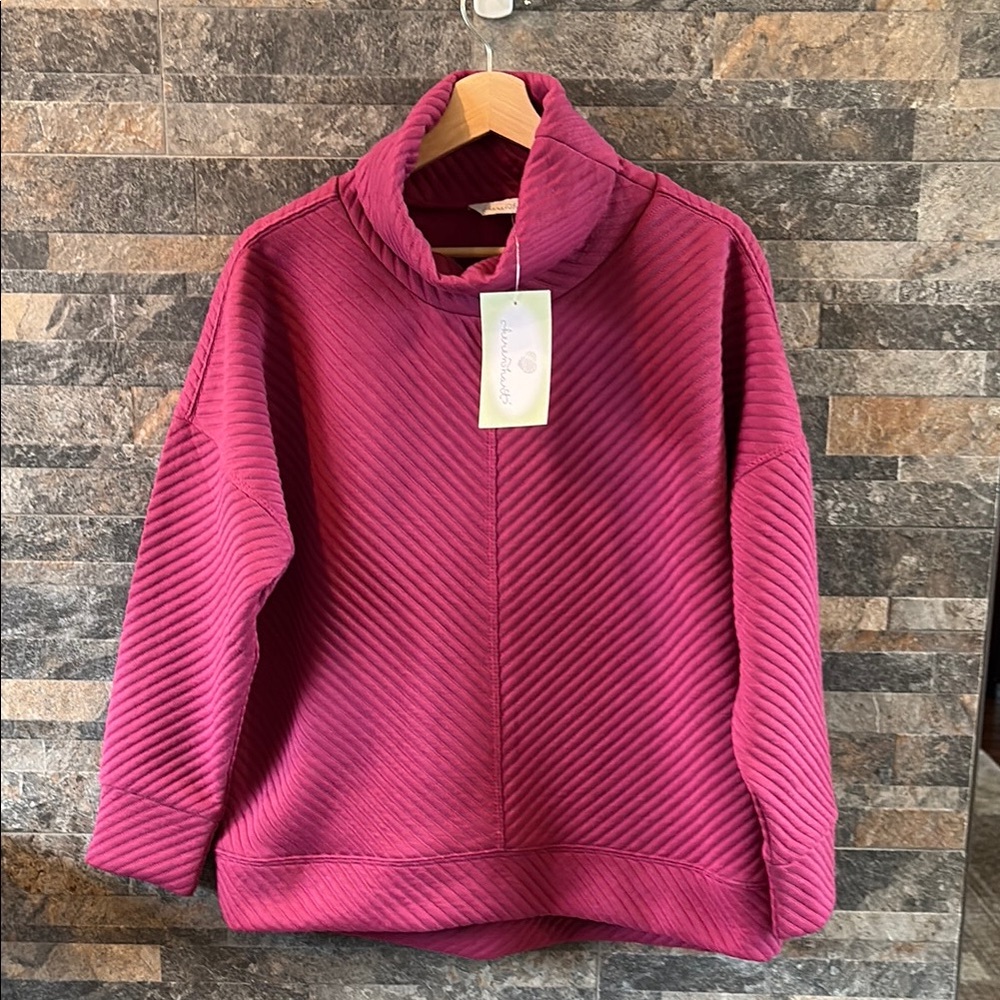 KEREN hart Pink Cowl Neck Sweater with Textured Design